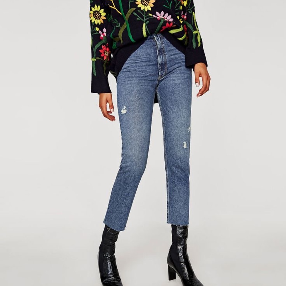 Zara Blue Ankle Cropped Jeans